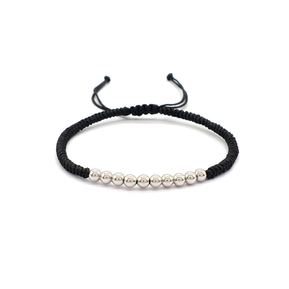 Handmade Customizable 925 Sterling Silver Cotton Thread Rhodium Plated Bracelet