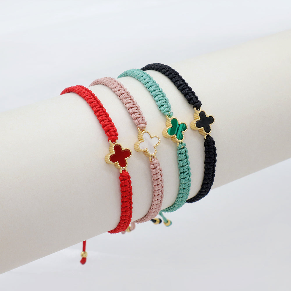 Handmade Customizable Brass Charm Bracelet With Cotton Wire Gold Plated Bracelet