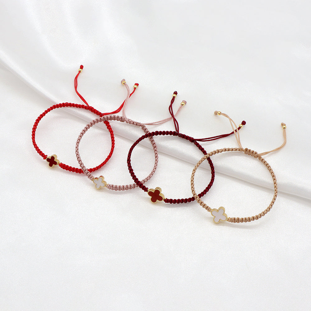 Handmade Customizable Brass Charm Bracelet With Cotton Wire Gold Plated Bracelet