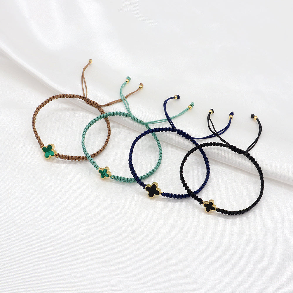 Handmade Customizable Brass Charm Bracelet With Cotton Wire Gold Plated Bracelet