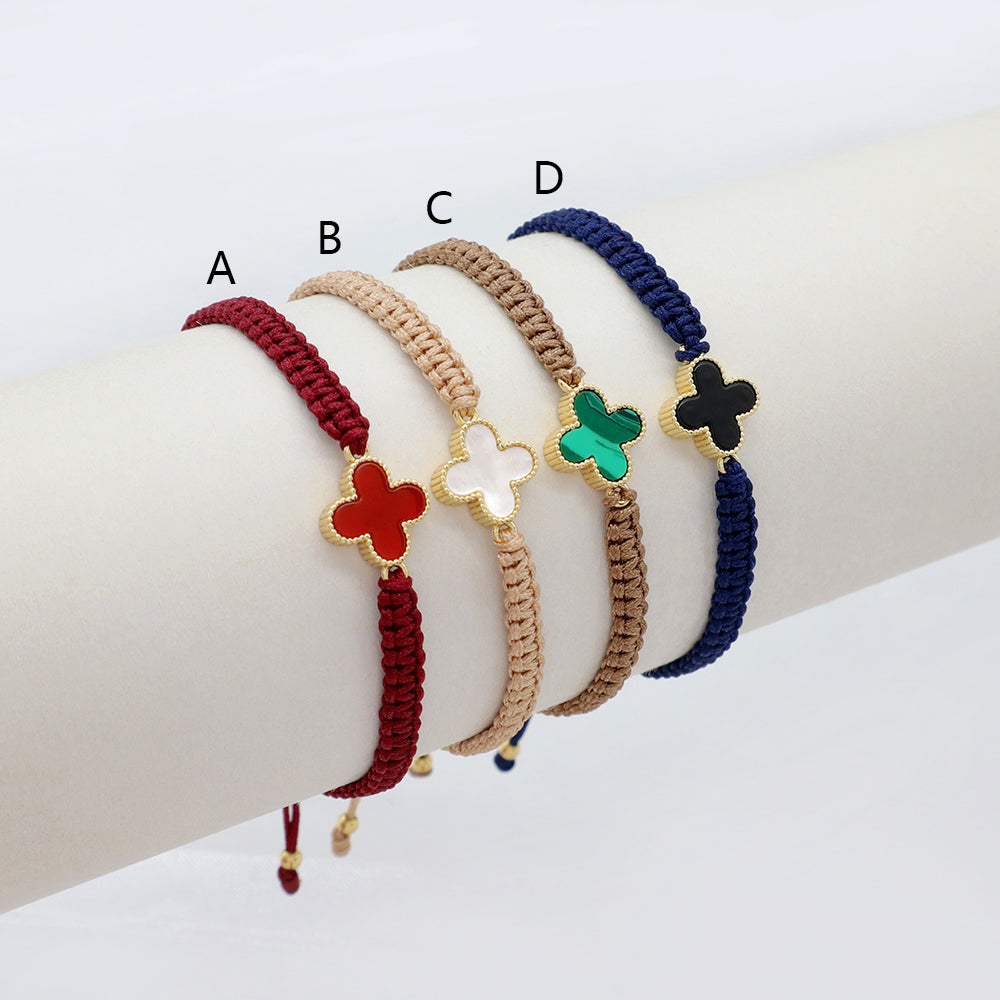 Handmade Customizable Brass Charm Bracelet With Cotton Wire Gold Plated Bracelet