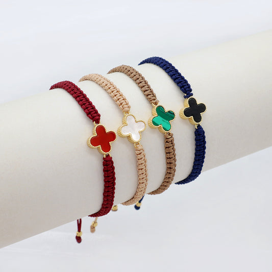 Handmade Customizable Brass Charm Bracelet With Cotton Wire Gold Plated Bracelet