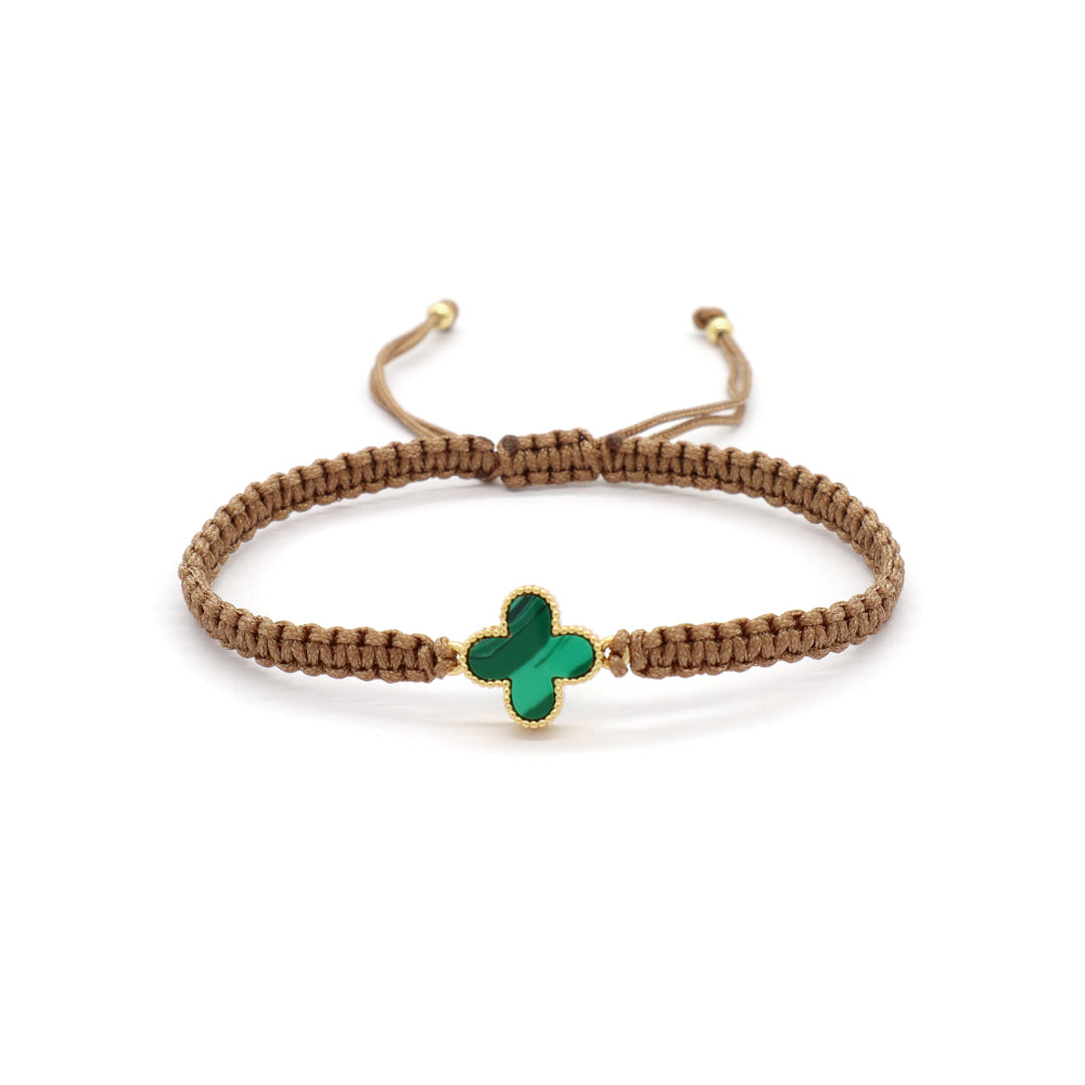 Handmade Customizable Brass Charm Bracelet With Cotton Wire Gold Plated Bracelet