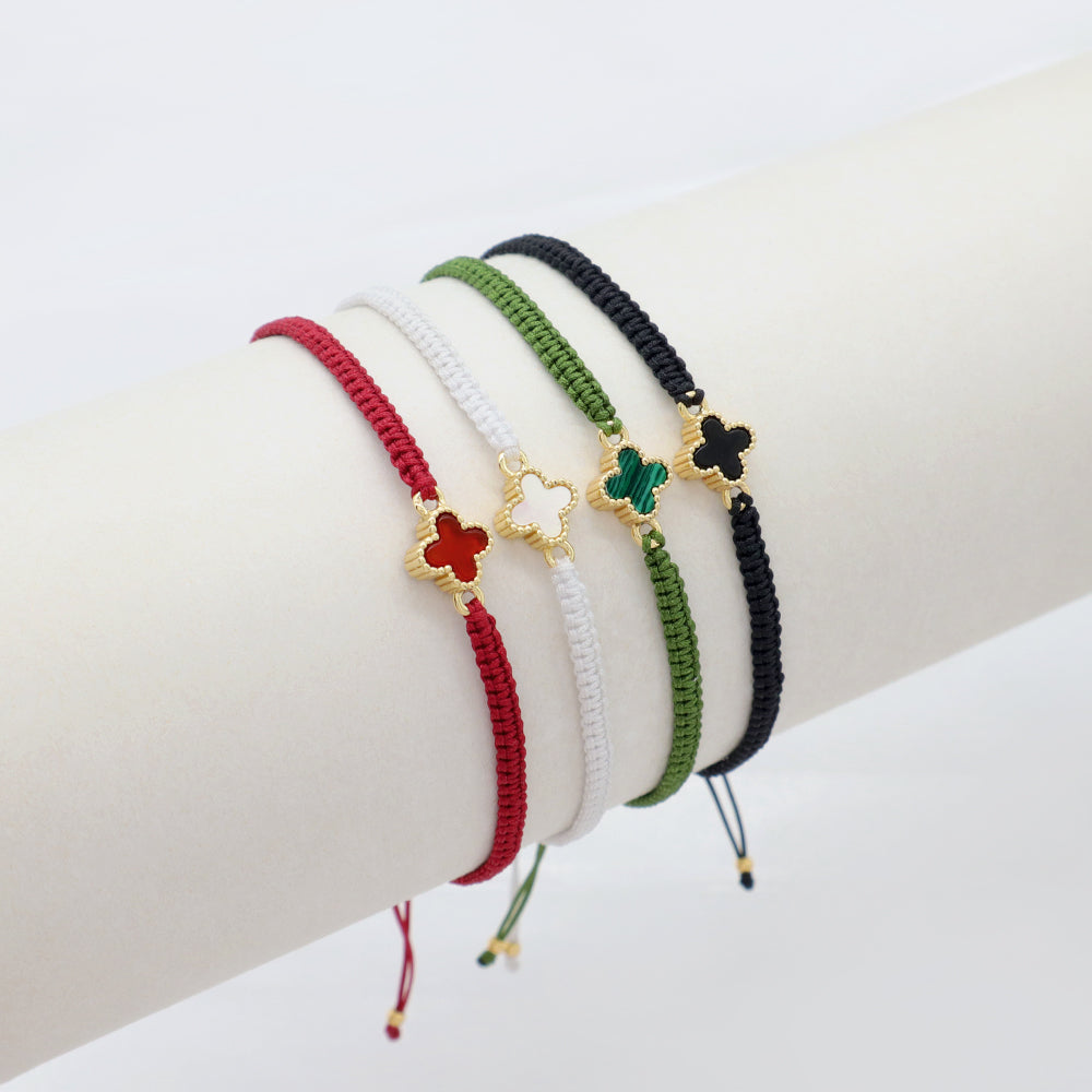Handmade Customizable Brass Charm Bracelet With Cotton Wire Gold Plated Bracelet