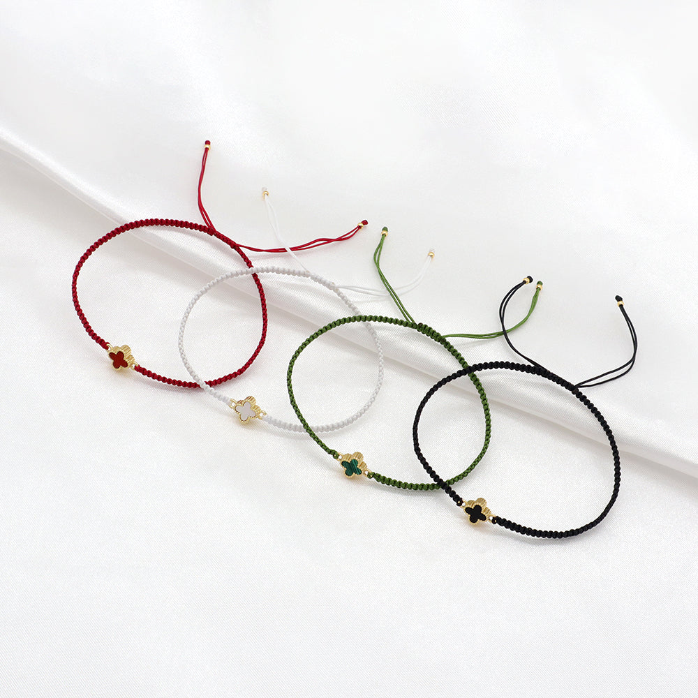 Handmade Customizable Brass Charm Bracelet With Cotton Wire Gold Plated Bracelet