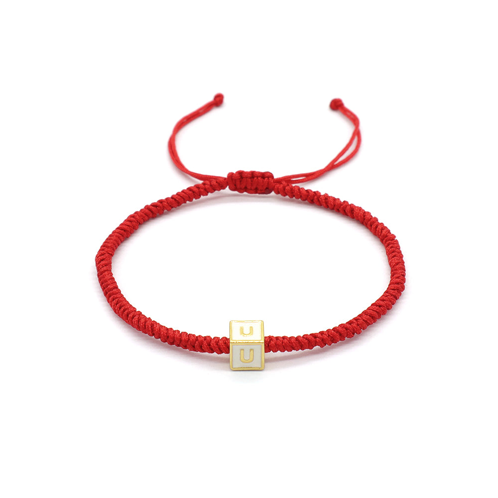 Handmade Customizable Brass Charm Bracelet With Cotton Wire Gold Plated Bracelet