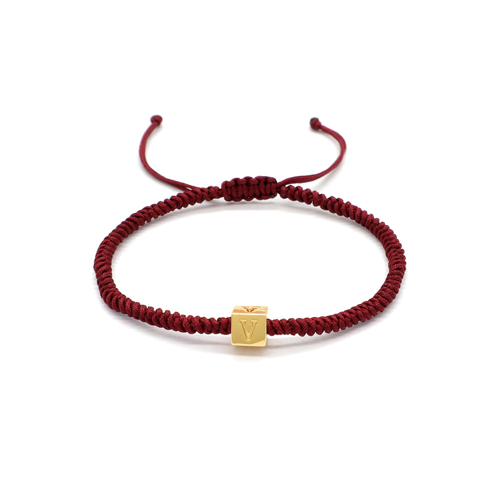 Handmade Customizable Brass Charm Bracelet With Cotton Wire Gold Plated Bracelet