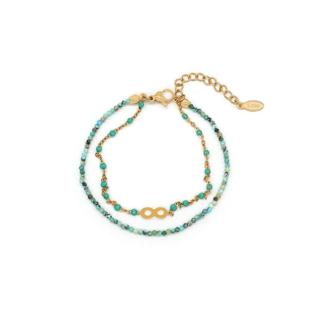 Handmade Customizable Natural Stone With Stainless Steel Double Layer Enamel Bracelet