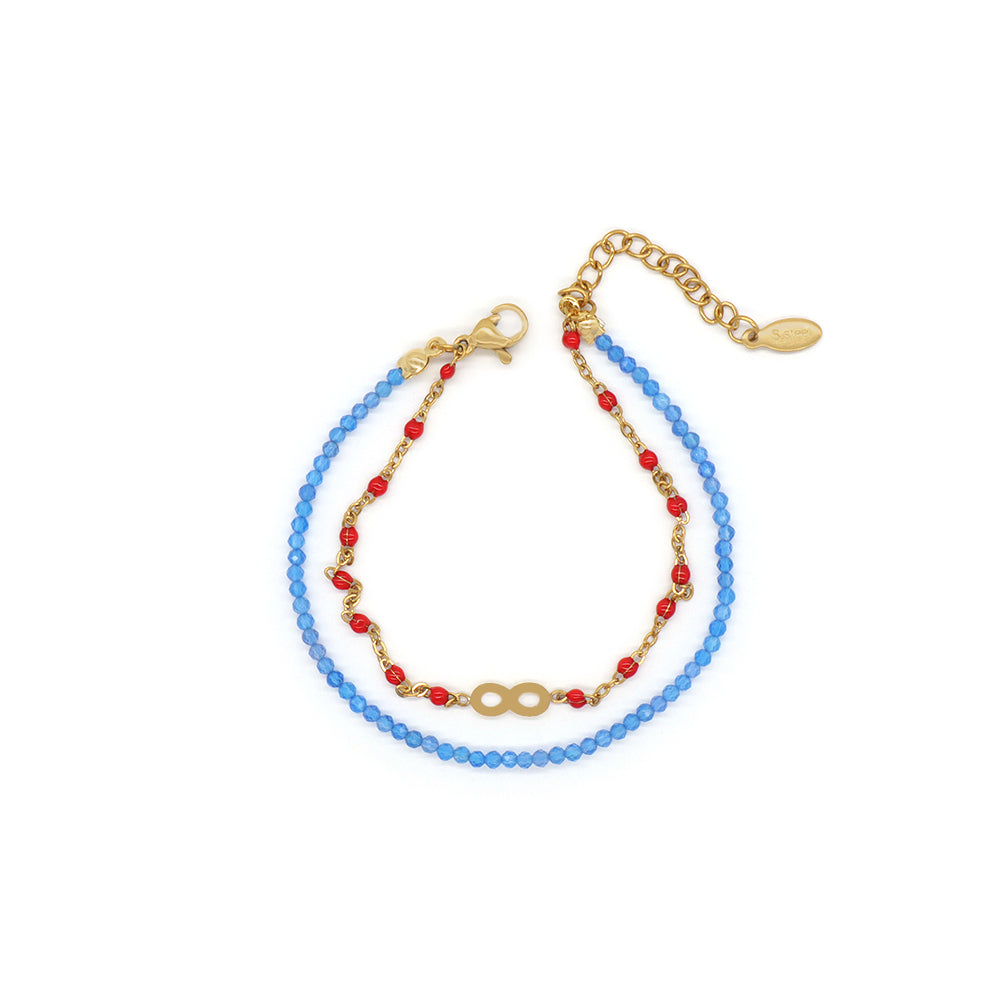 Handmade Customizable Natural Stone With Stainless Steel Double Layer Enamel Bracelet