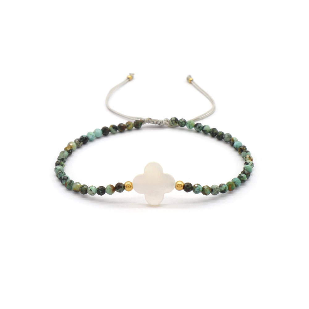 Handmade Customizable Natural africa turquoise stainless steel Shell Charms Bracelet