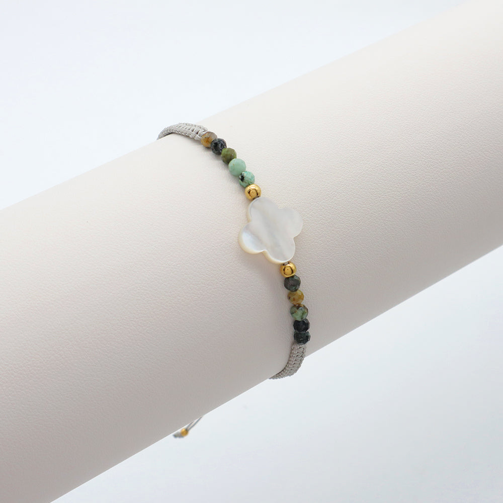 Handmade Customizable Natural africa turquoise stainless steel Shell Charms Bracelet