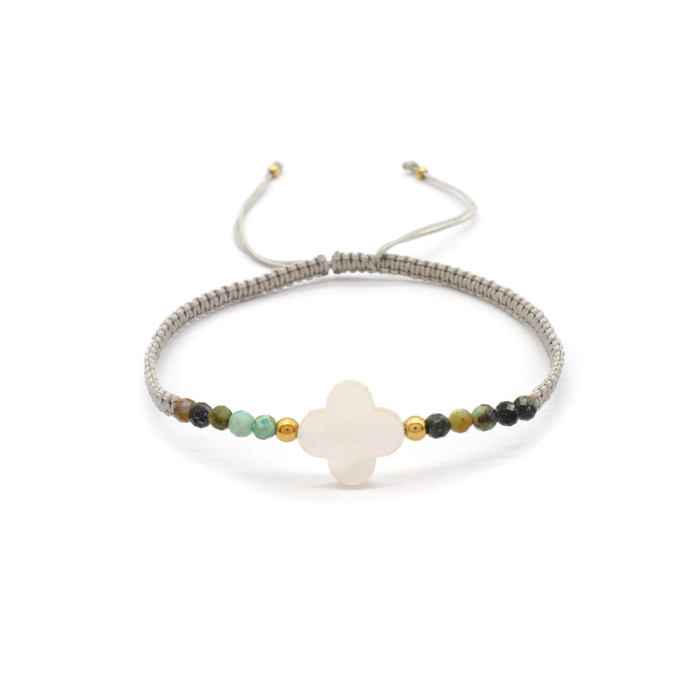 Handmade Customizable Natural africa turquoise stainless steel Shell Charms Bracelet