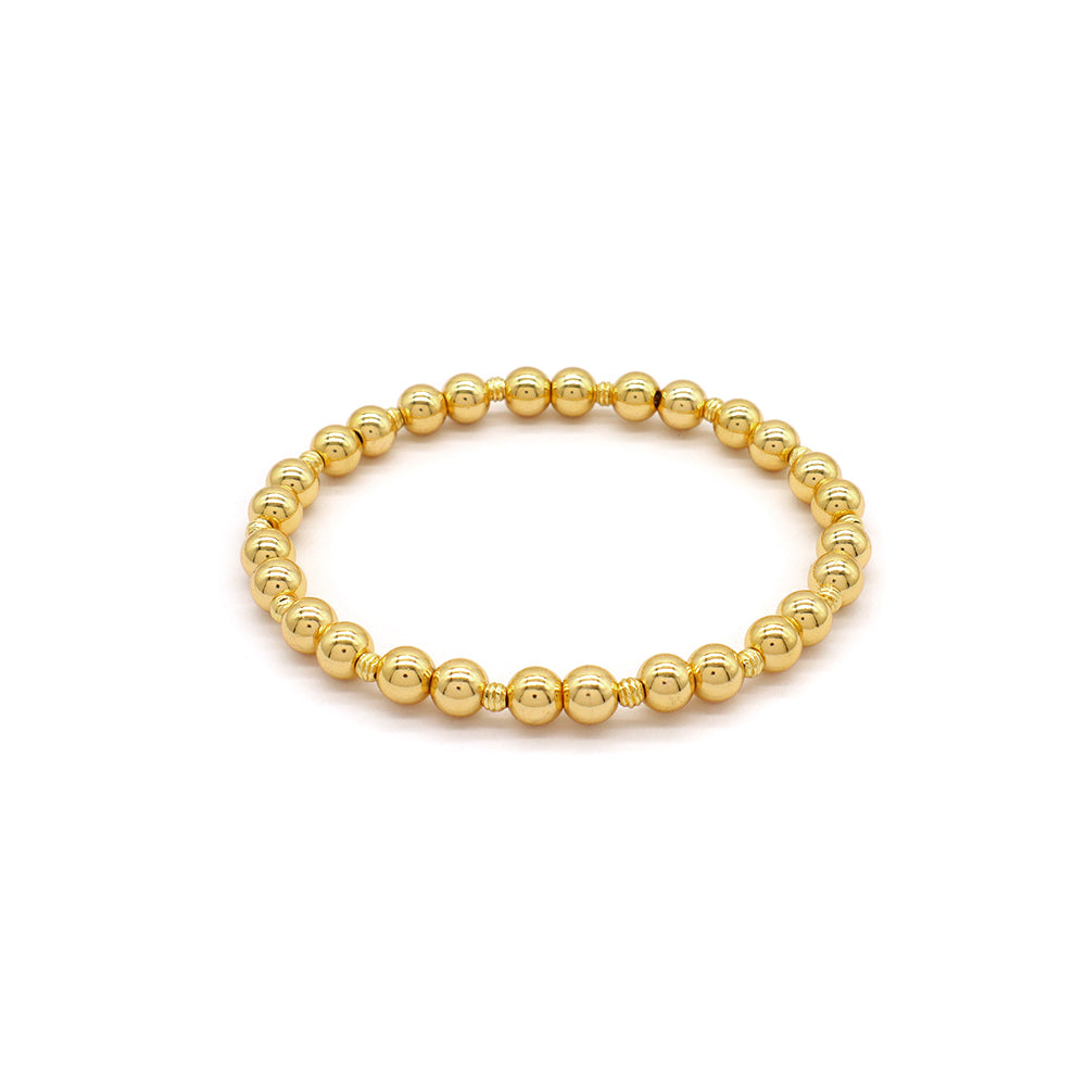 Handmade Customizable 6mm Brass Beads Gold Plated Bracelet