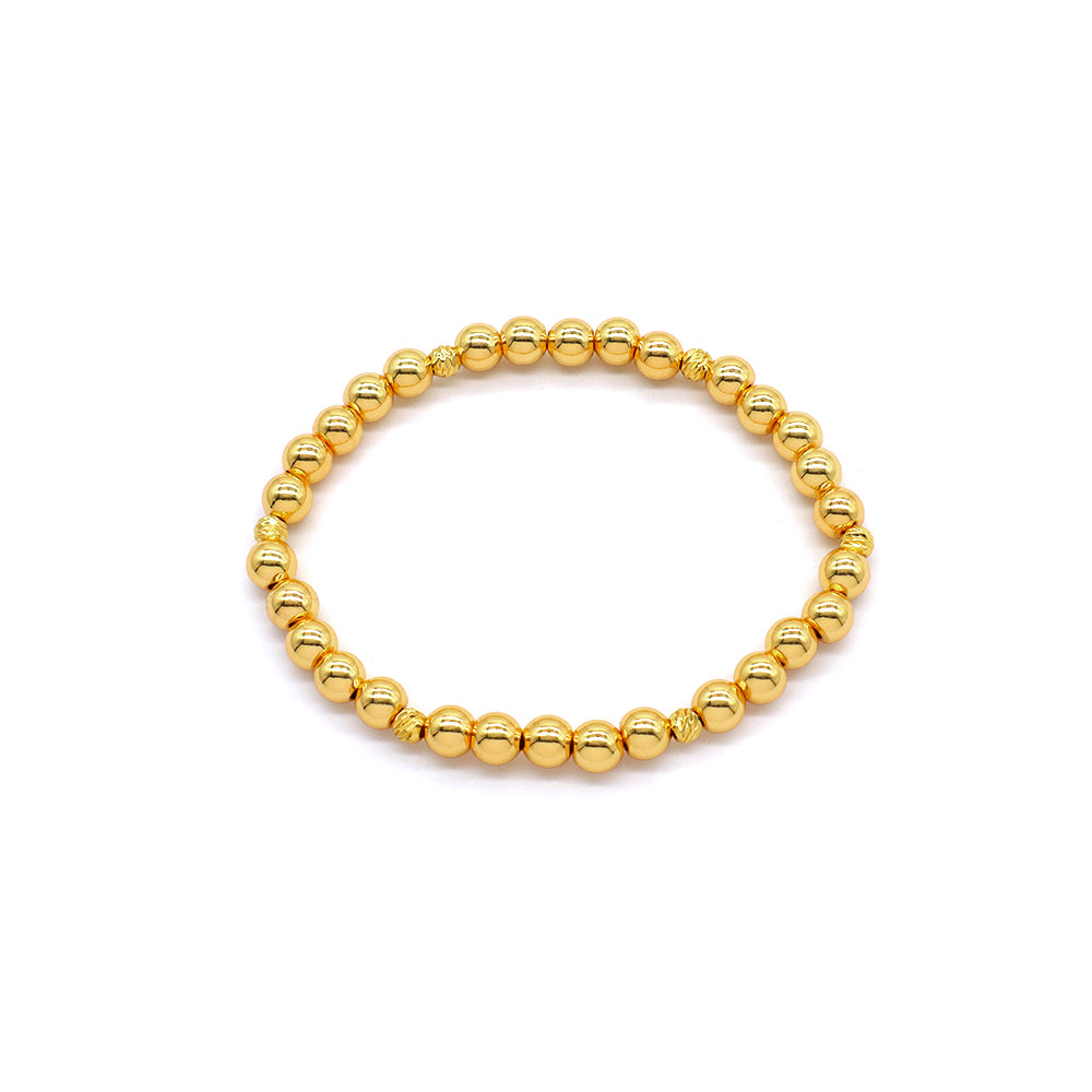 Handmade Customizable 6mm Brass Beads Gold Plated Bracelet