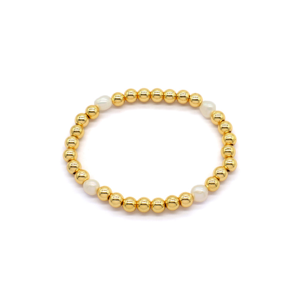 Handmade Customizable 6mm Brass Beads Gold Plated Bracelet
