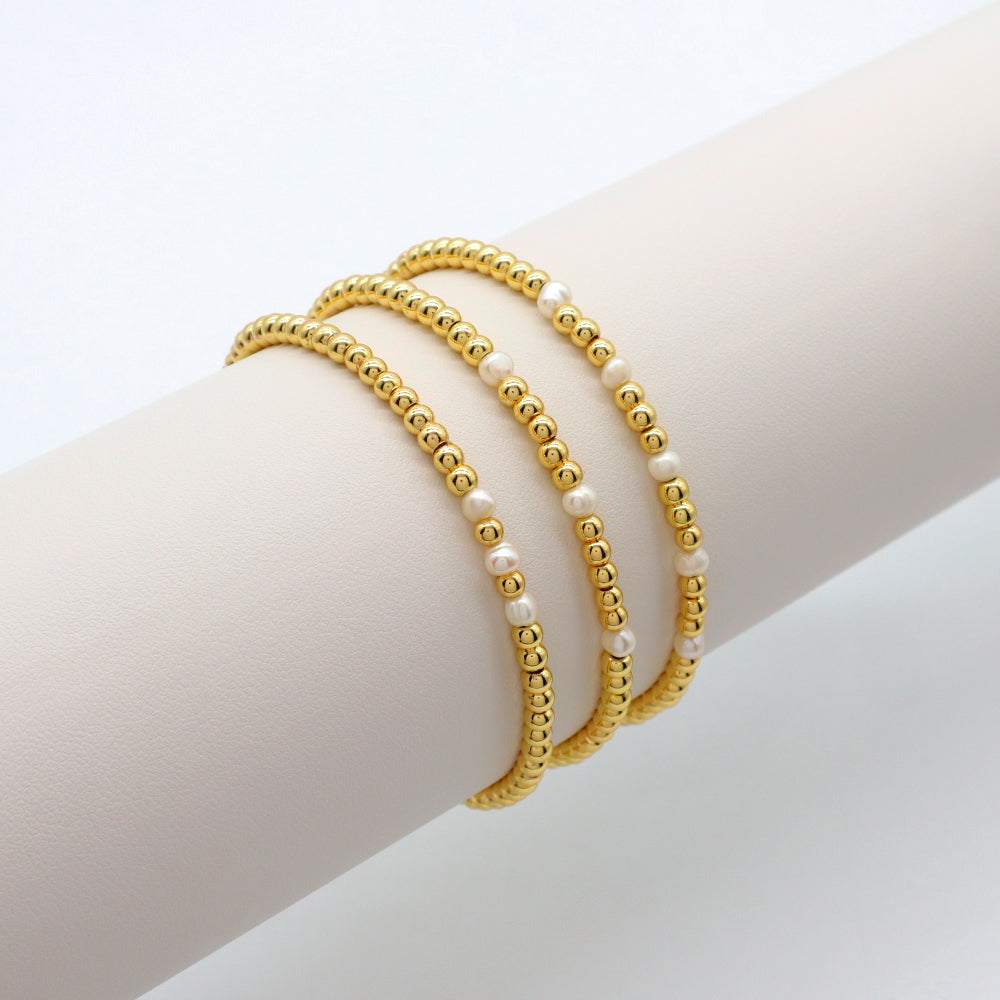 Handmade Customizable Brass Bracelet With Fresh Water Pearl Bracelet