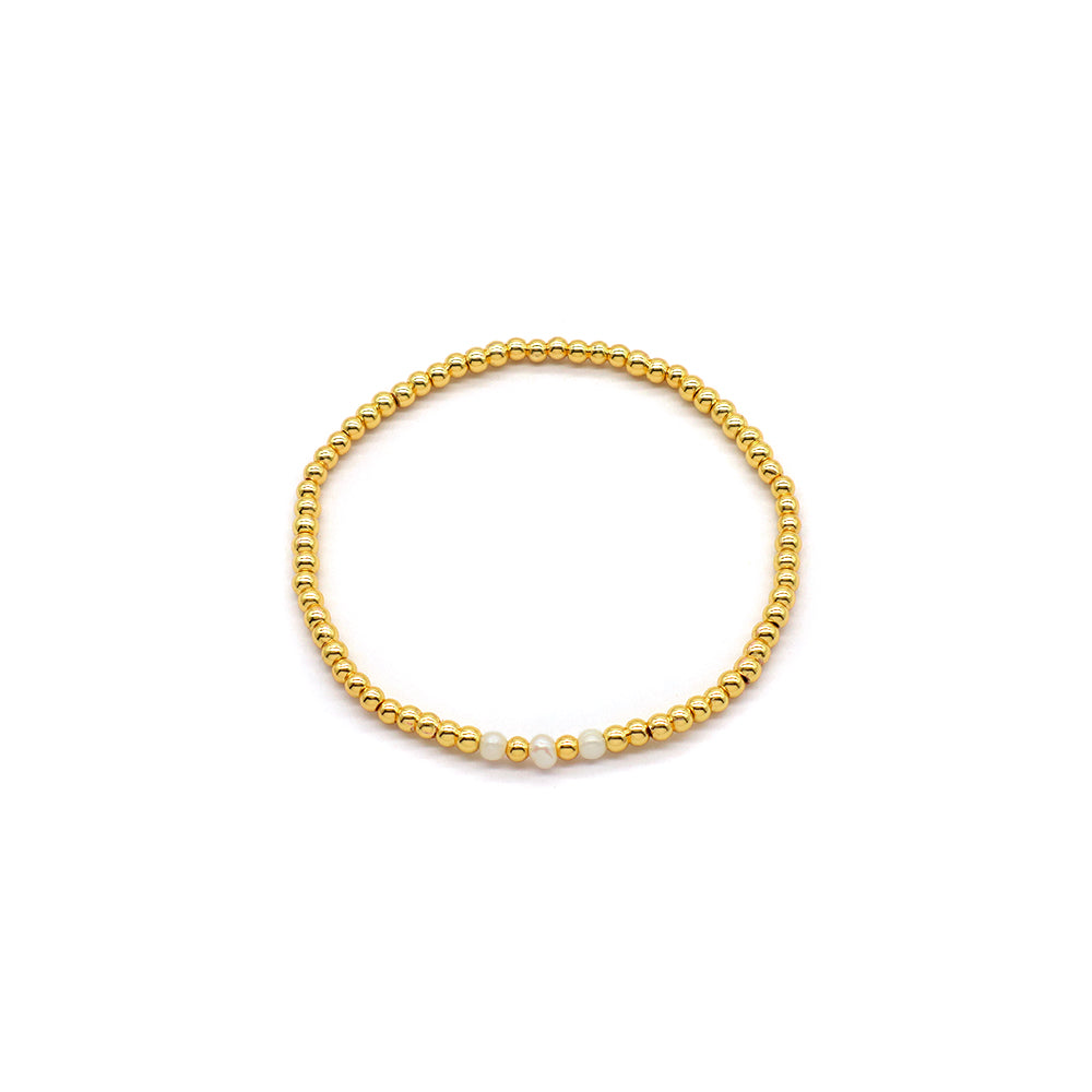 Handmade Customizable Brass Bracelet With Fresh Water Pearl Bracelet