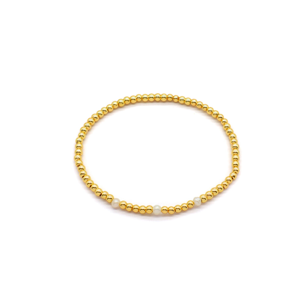 Handmade Customizable Brass Bracelet With Fresh Water Pearl Bracelet