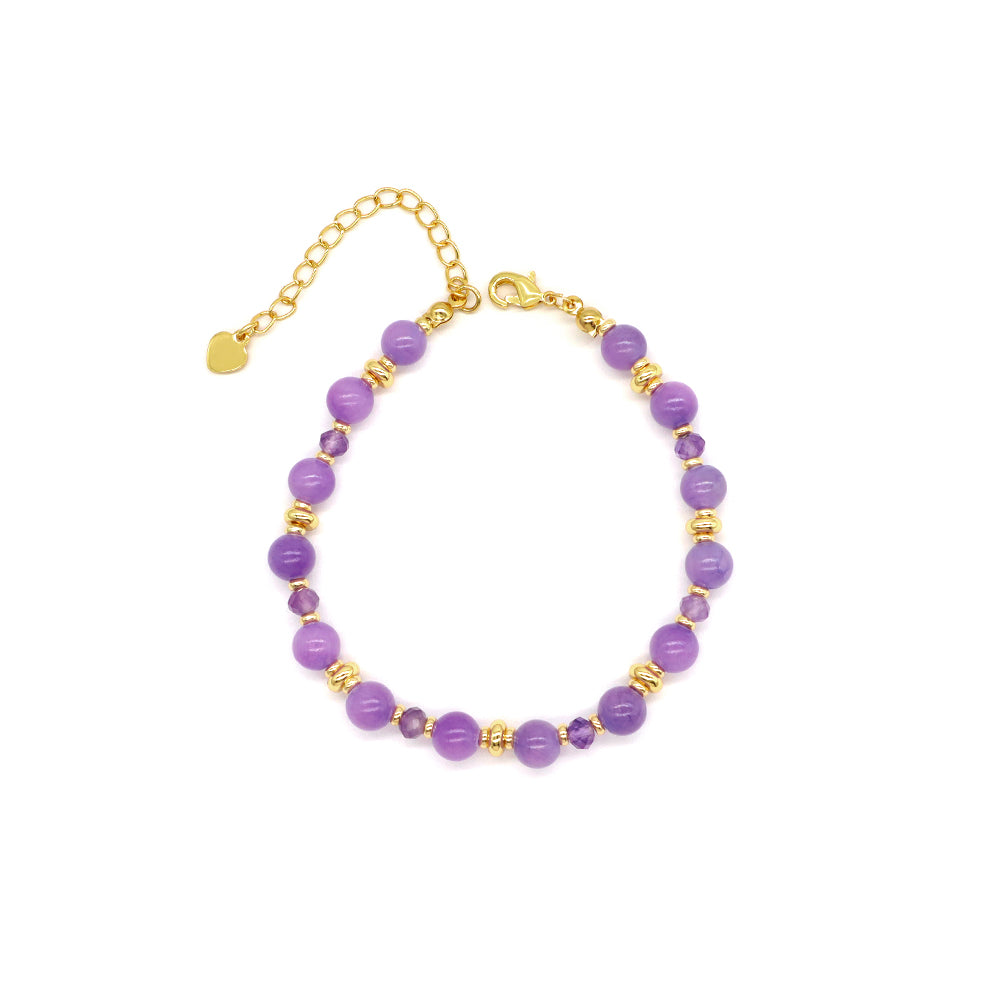 Handmade Customizable Natural Stone Beads Bracelet Brass Gold Plated Bracelet