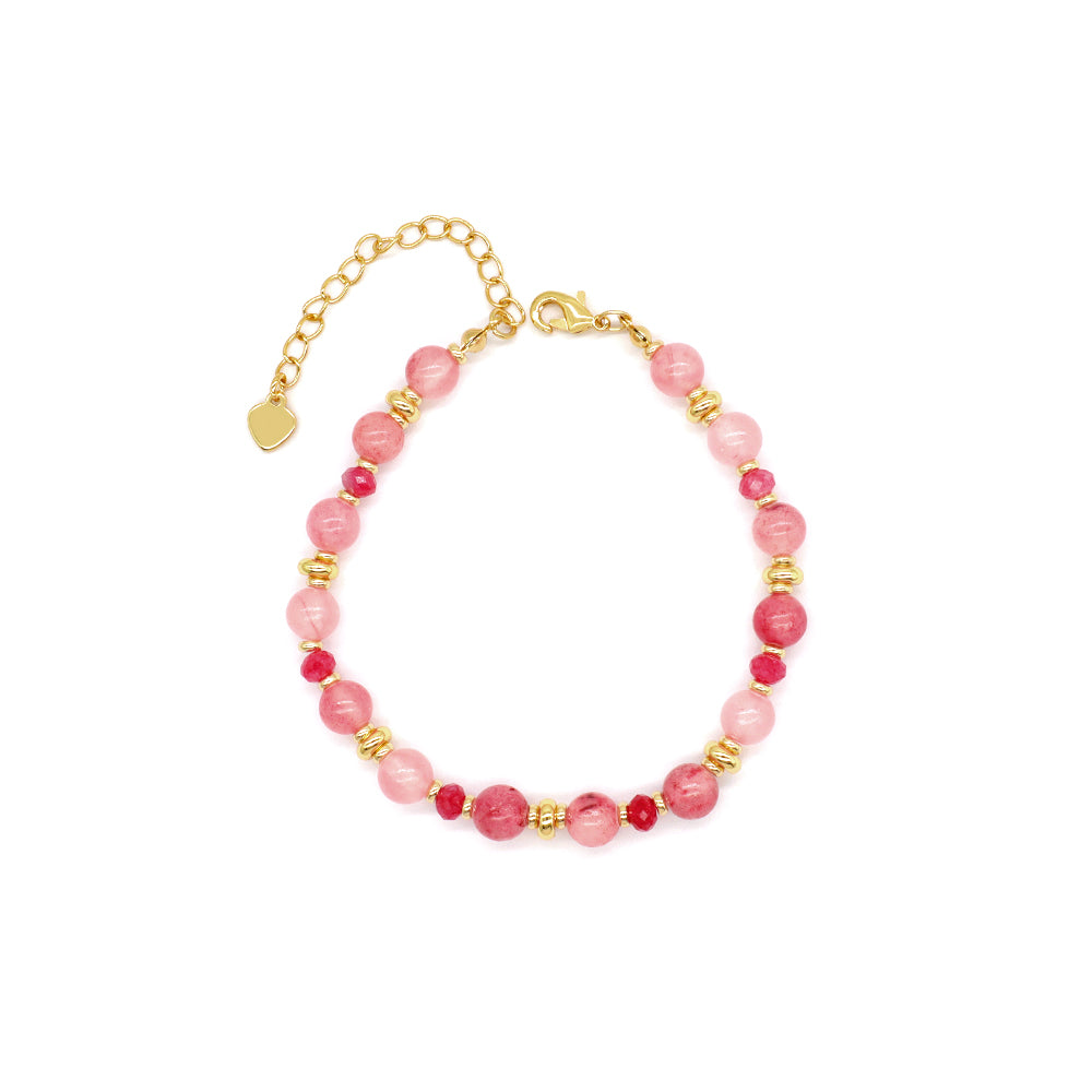 Handmade Customizable Natural Stone Beads Bracelet Brass Gold Plated Bracelet