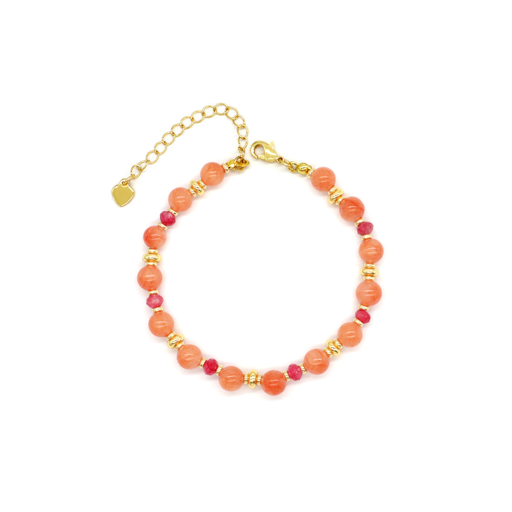 Handmade Customizable Natural Stone Beads Bracelet Brass Gold Plated Bracelet