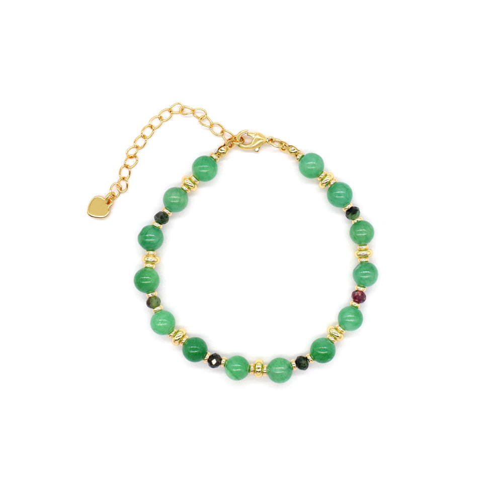 Handmade Customizable Natural Stone Beads Bracelet Brass Gold Plated Bracelet