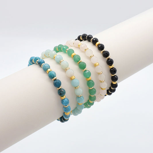 Handmade Customizable Natural Stone Beads Gold Plated Bracelet
