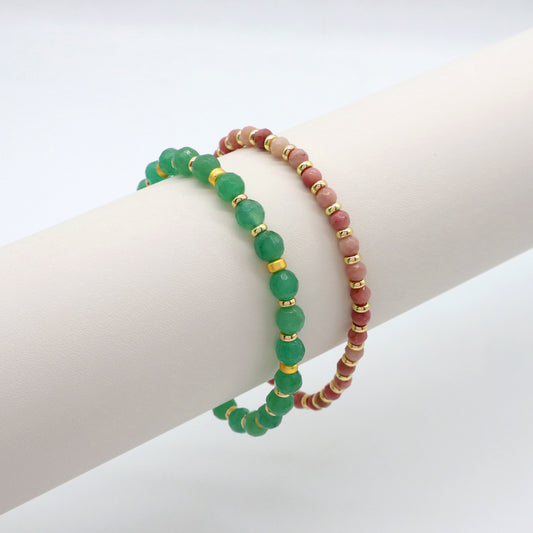 Handmade Customizable Natural Stone Beads Gold Plated Bracelet