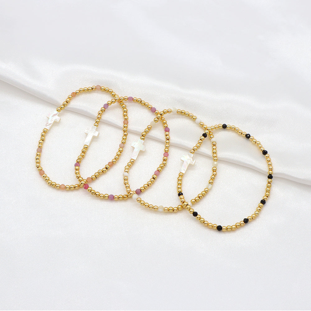 Handmade Customizable Natural Stone Beads Bracelet With Shell Charm Bracelet