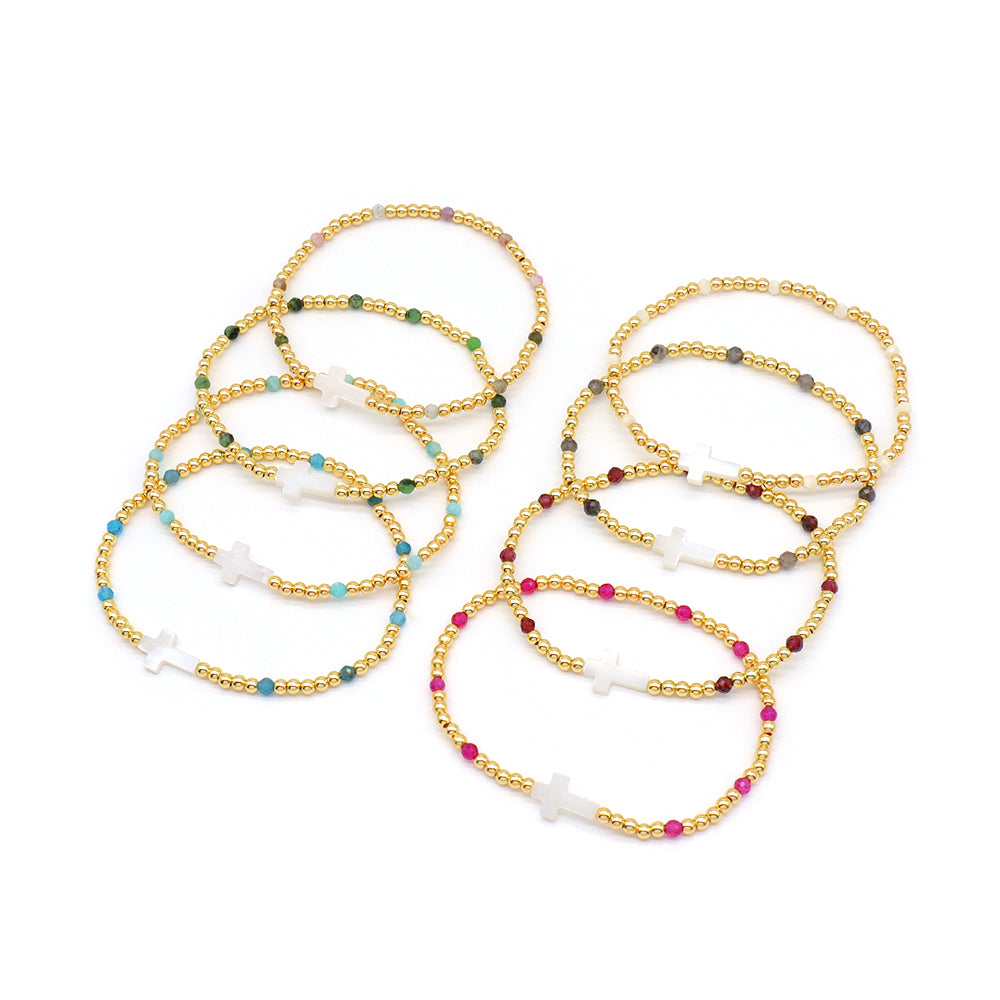 Handmade Customizable Natural Stone Beads Bracelet With Shell Charm Bracelet