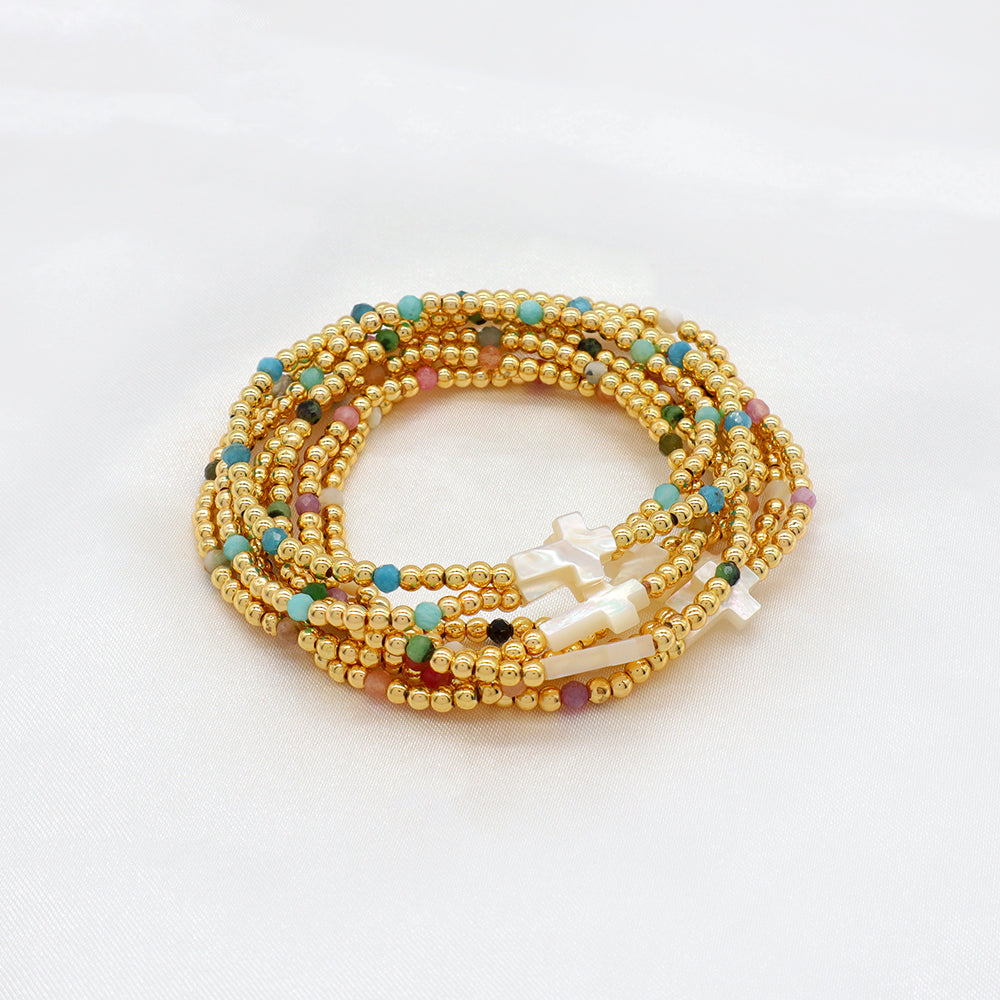 Handmade Customizable Natural Stone Beads Bracelet With Shell Charm Bracelet