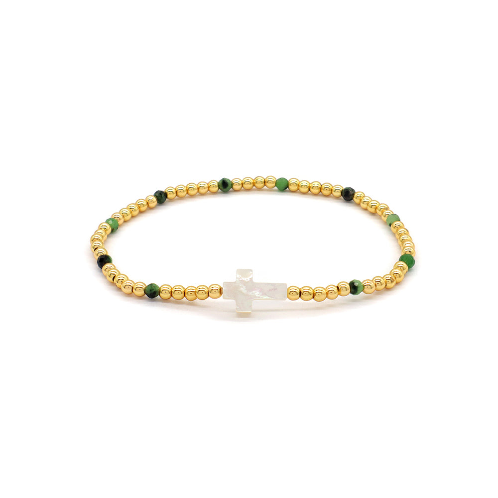 Handmade Customizable Natural Stone Beads Bracelet With Shell Charm Bracelet