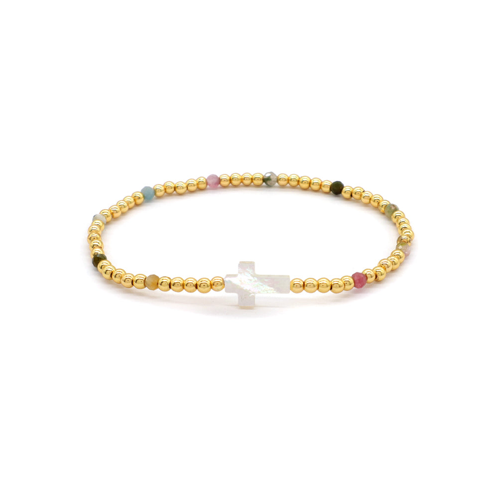 Handmade Customizable Natural Stone Beads Bracelet With Shell Charm Bracelet