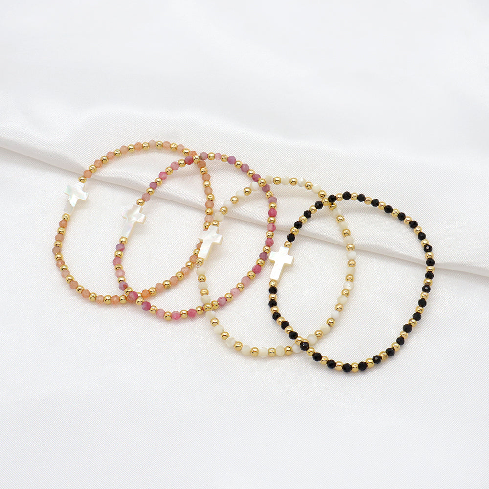 Handmade Customizable Natural Stone Beads Bracelet With Shell Charm Bracelet