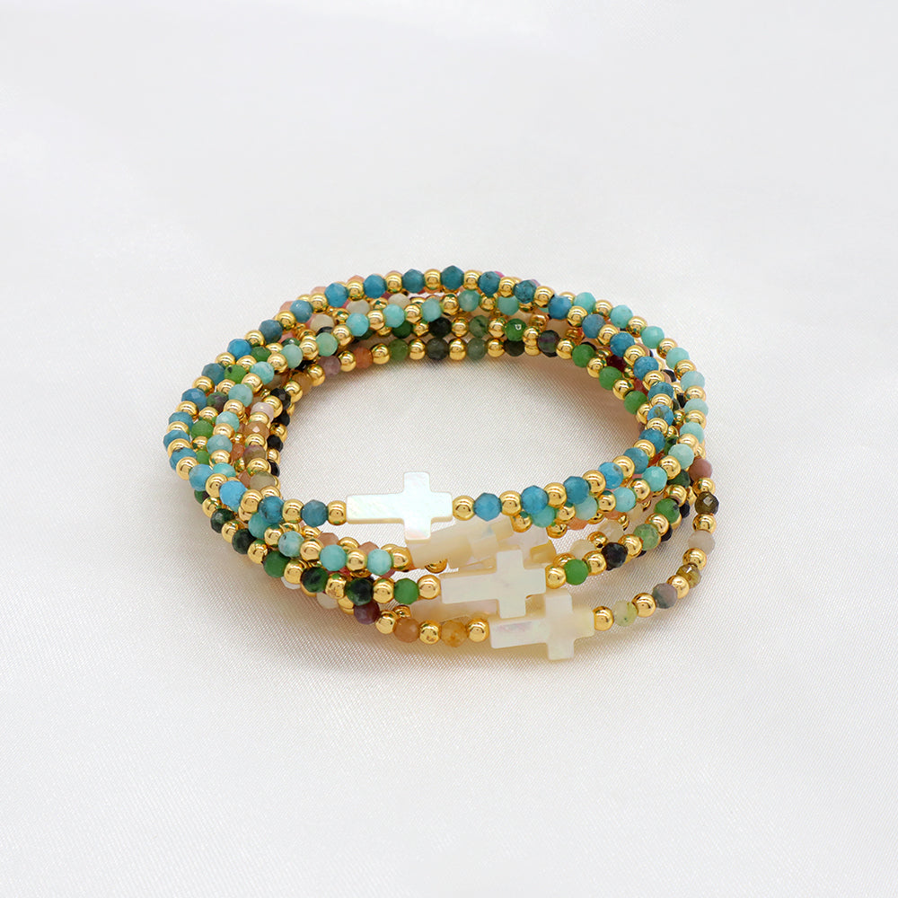 Handmade Customizable Natural Stone Beads Bracelet With Shell Charm Bracelet