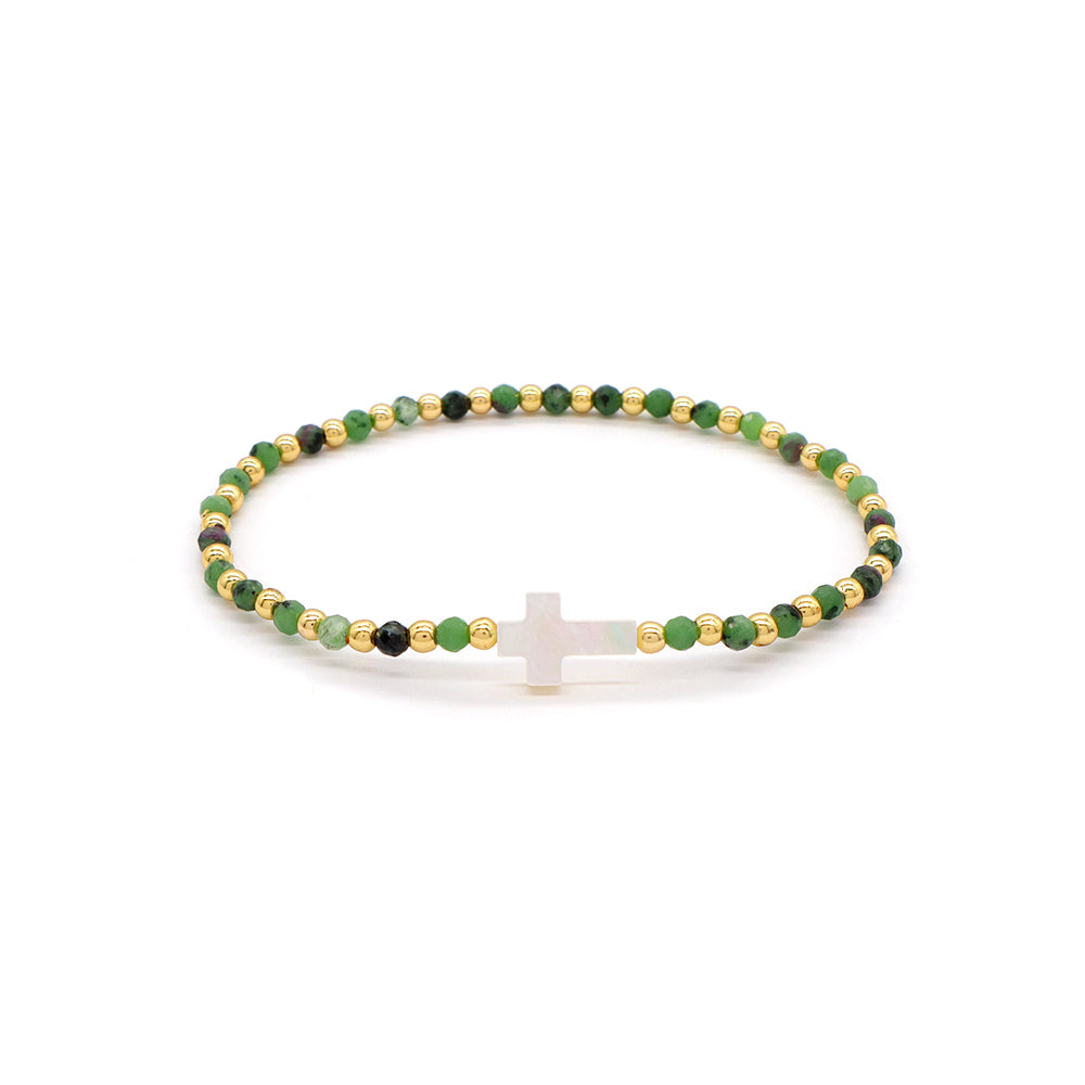 Handmade Customizable Natural Stone Beads Bracelet With Shell Charm Bracelet