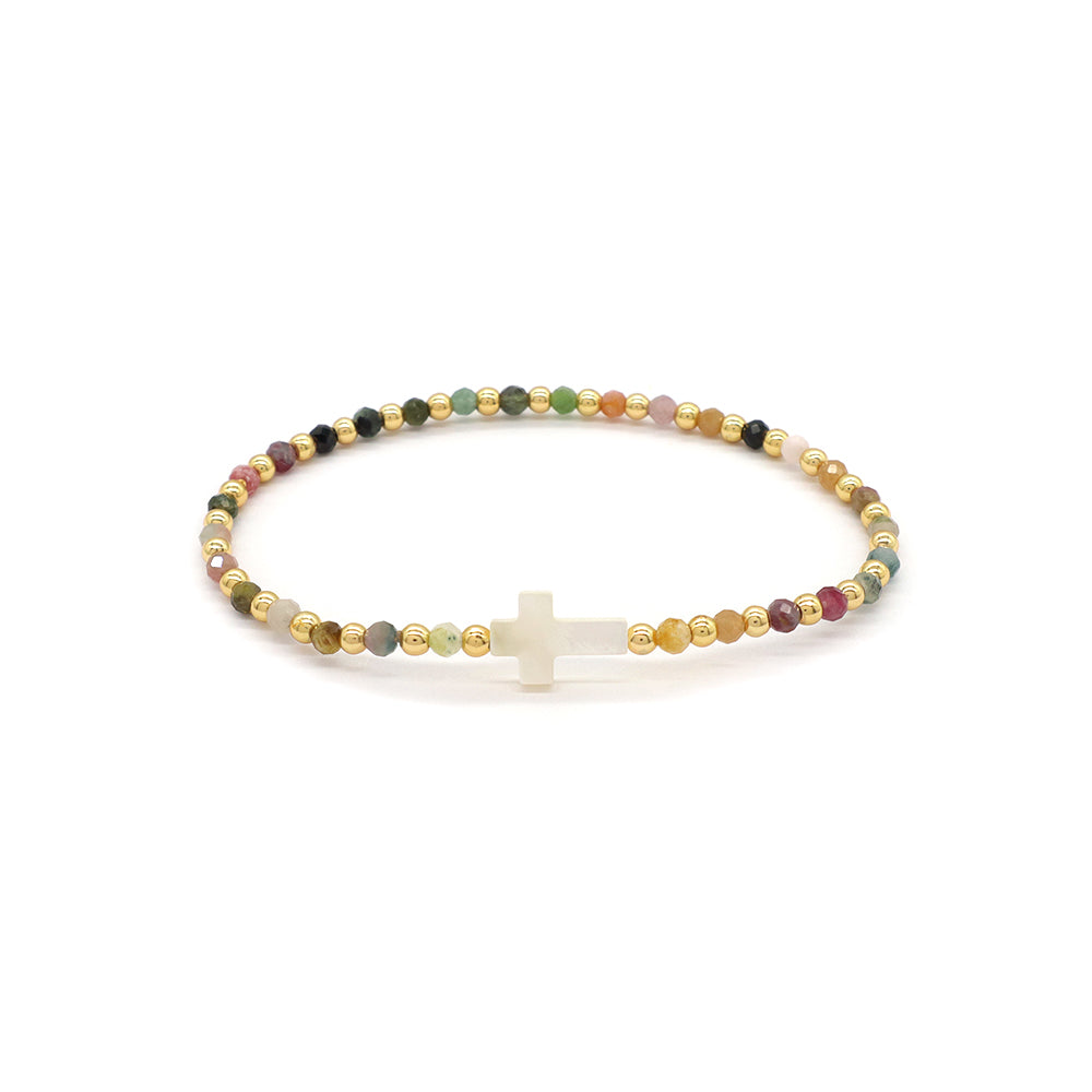 Handmade Customizable Natural Stone Beads Bracelet With Shell Charm Bracelet