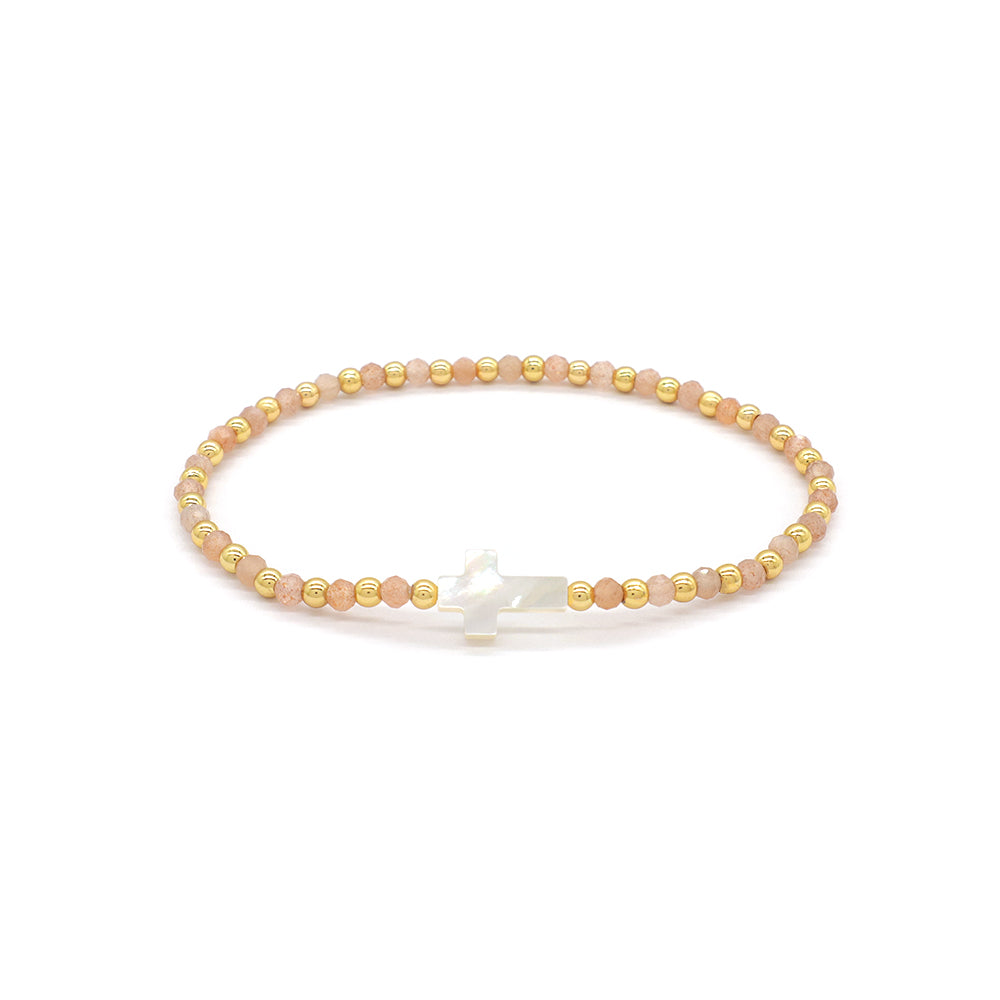 Handmade Customizable Natural Stone Beads Bracelet With Shell Charm Bracelet
