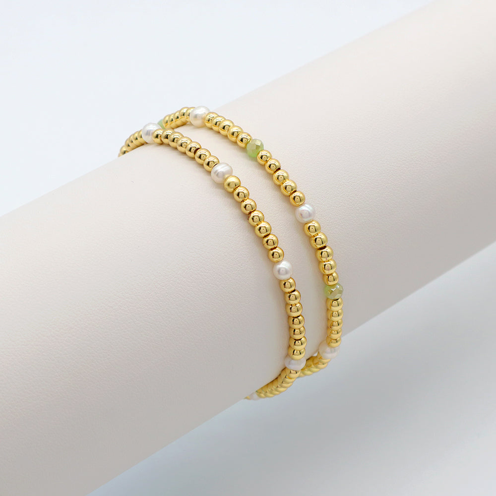 Handmade Customizable Brass Bracelet With Fresh Water Pearl Bracelet