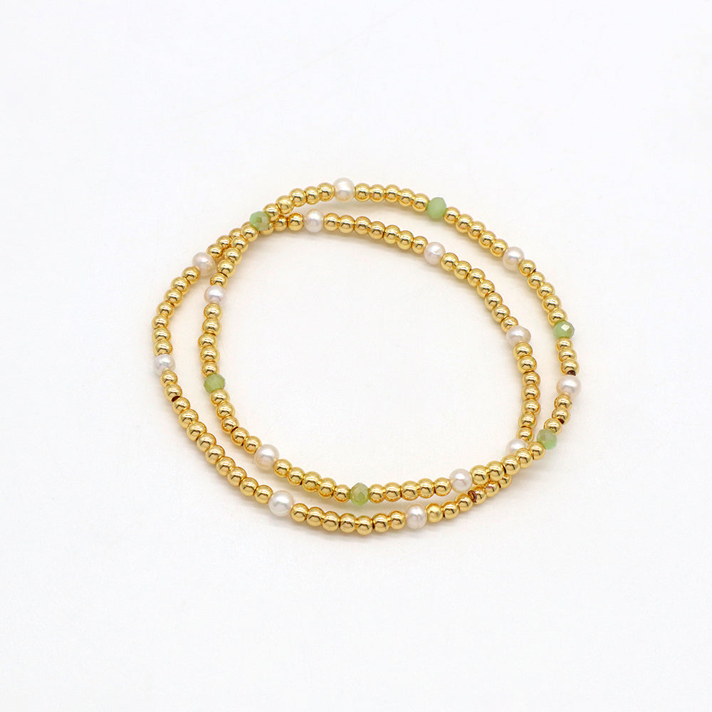 Handmade Customizable Brass Bracelet With Fresh Water Pearl Bracelet