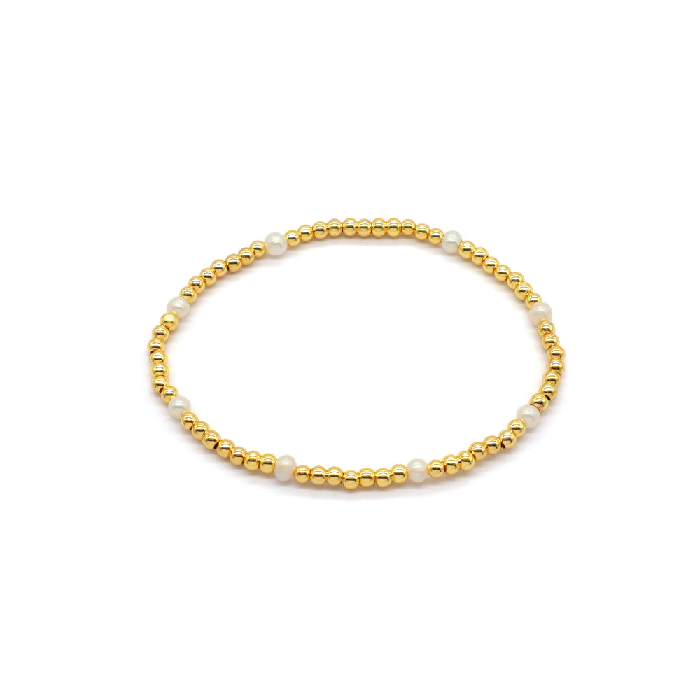 Handmade Customizable Brass Bracelet With Fresh Water Pearl Bracelet