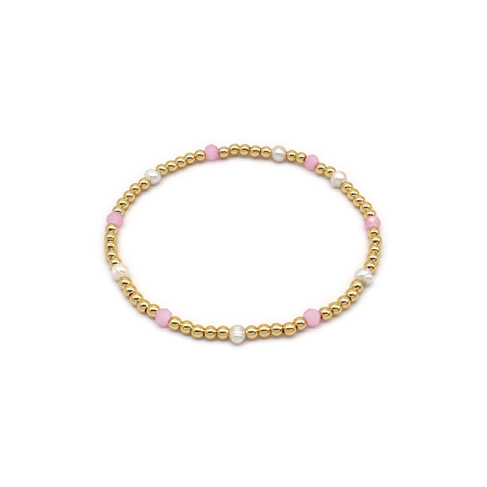 Handmade Customizable Brass Bracelet With Fresh Water Pearl Glass Crystal Beads Bracelet