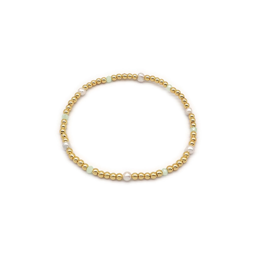 Handmade Customizable Brass Bracelet With Fresh Water Pearl Glass Crystal Beads Bracelet