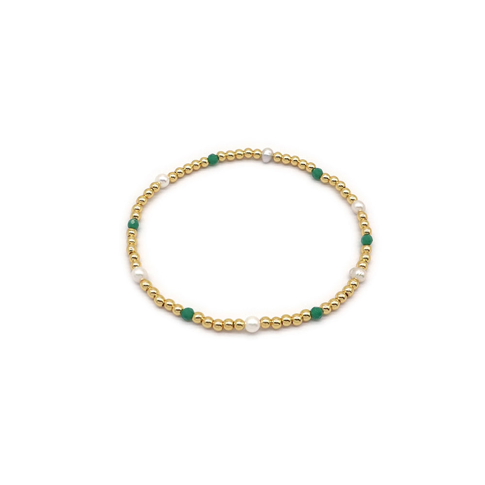 Handmade Customizable Brass Bracelet With Fresh Water Pearl Glass Crystal Beads Bracelet