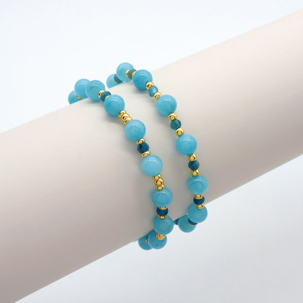 Handmade Customizable Natural Stone Beads Brass Gold Plated Bracelet