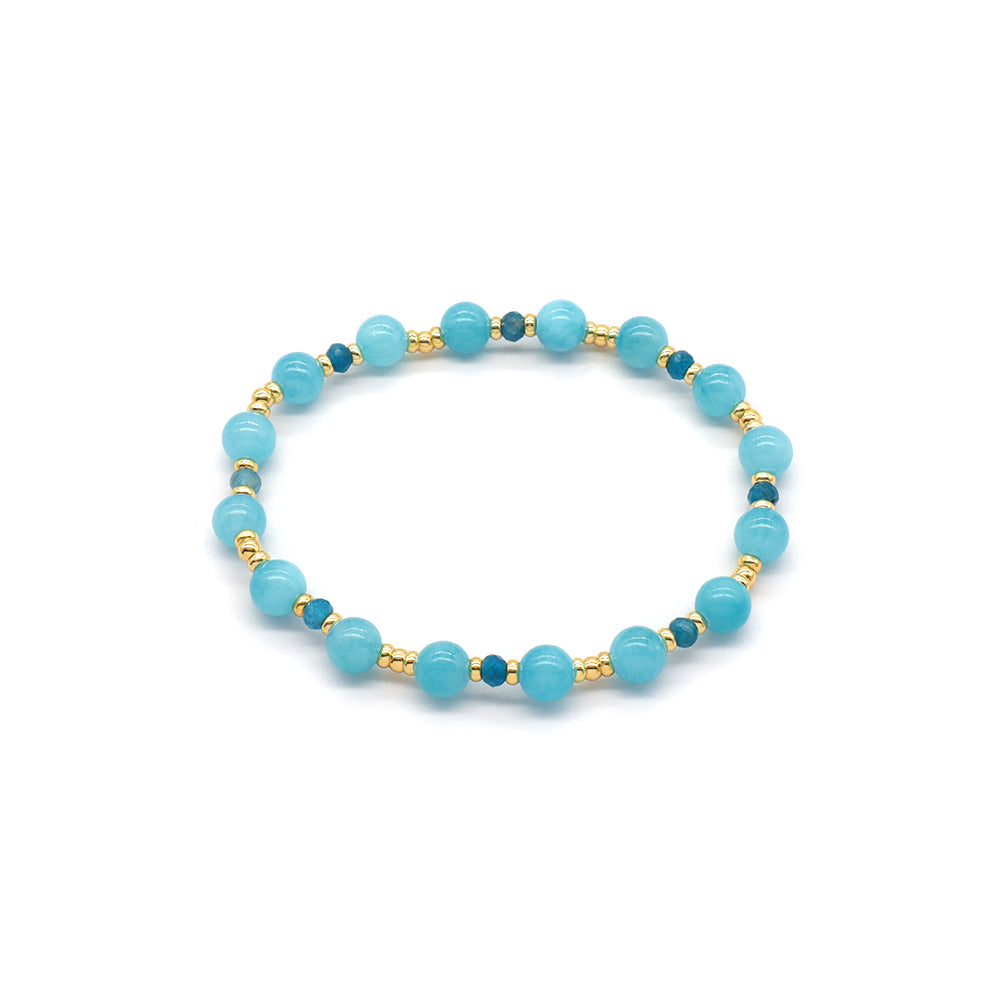 Handmade Customizable Natural Stone Beads Brass Gold Plated Bracelet