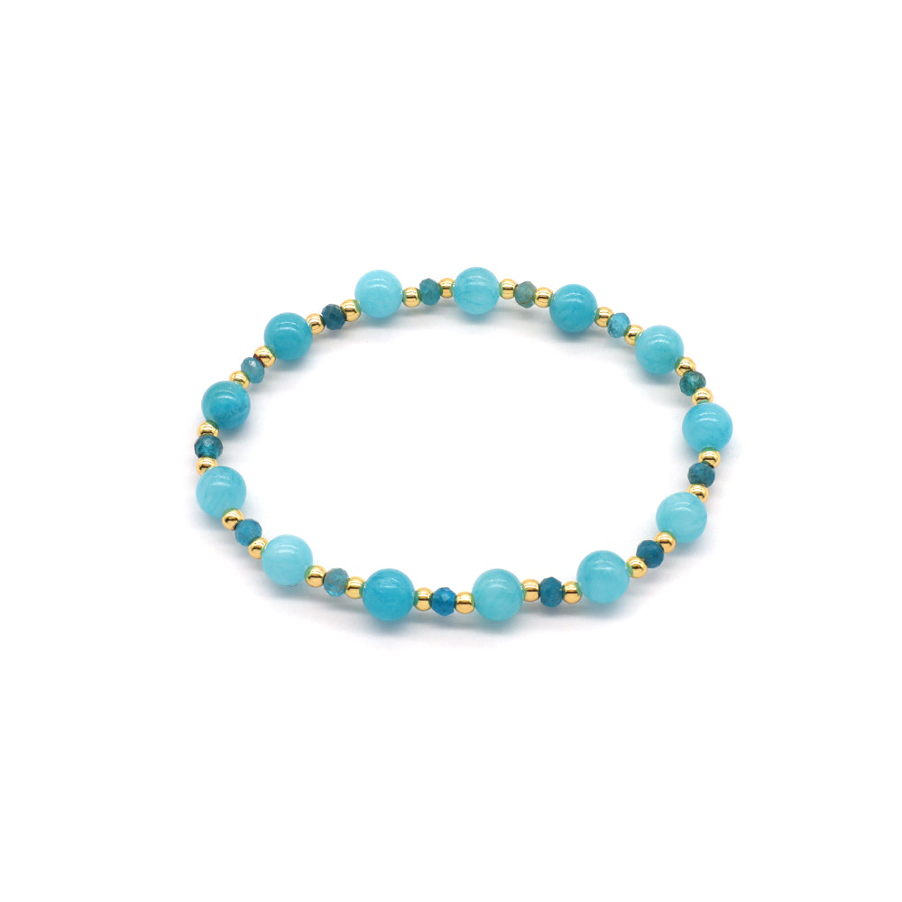 Handmade Customizable Natural Stone Beads Brass Gold Plated Bracelet