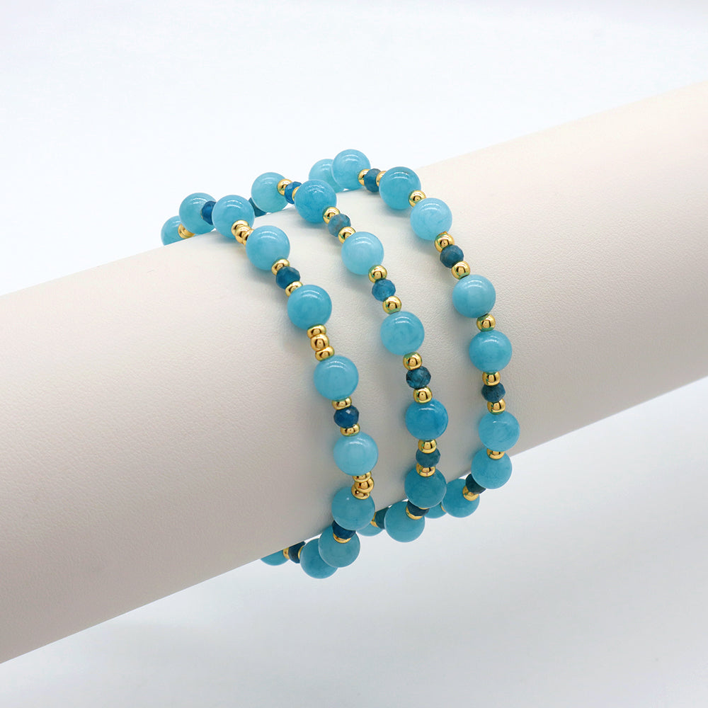 Handmade Customizable Natural Stone Beads Brass Gold Plated Bracelet