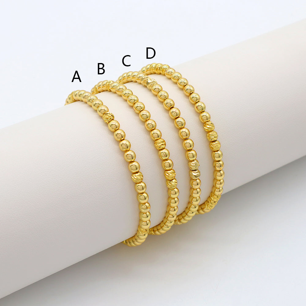 Handmade Customizable 4mm Brass Beads Gold Plated Bracelet