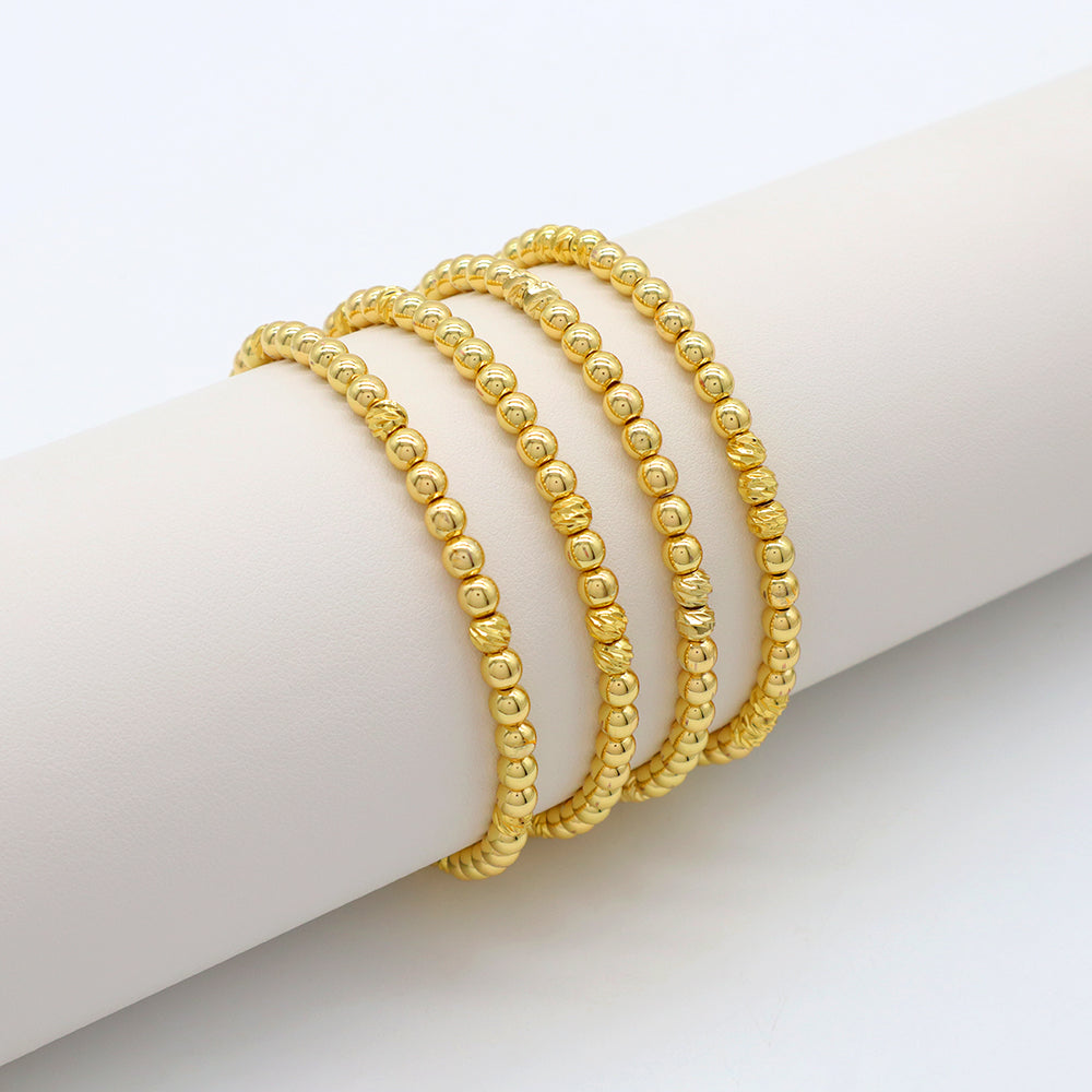 Handmade Customizable 4mm Brass Beads Gold Plated Bracelet